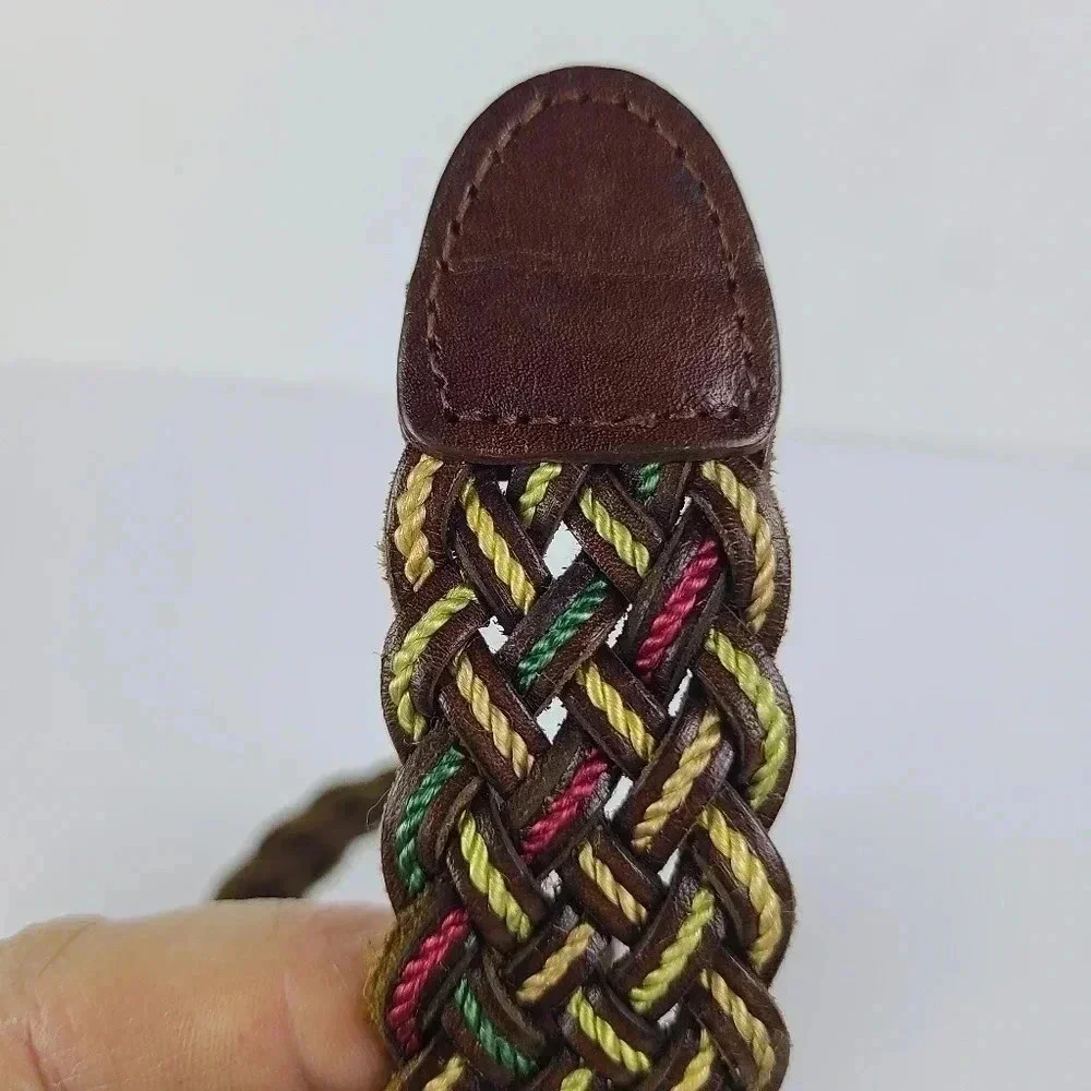 Talbots vintage tri-colored genuine leather weave belt.